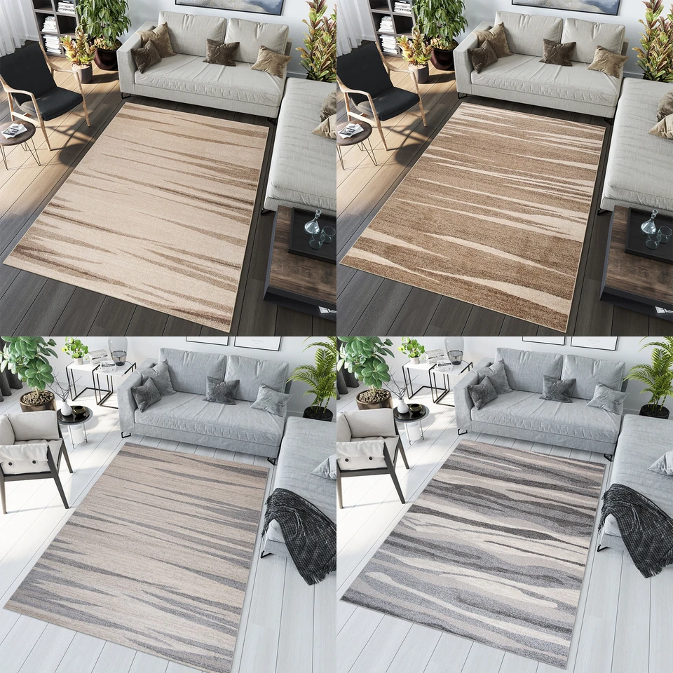 TAPISO Tappeto pelo corto design moderno righe beige grigio sfocato soggiorno ÖKOTEX