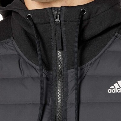 Men's Adidas Jacket Varilite Hybrid Black Hooded F/Z Jacket