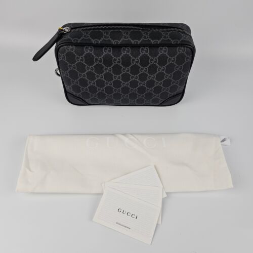 GUCCI GG Emblem Small Black Fabric Toiletry Case New & Authentic - Picture 4 of 16