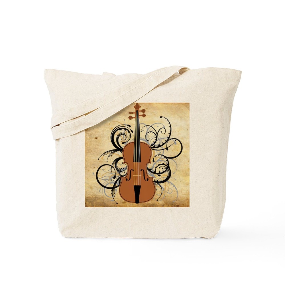 CafePress Violin Swirls Natural Canvas Tote Bag, Cloth Shopping Bag (1115282858)