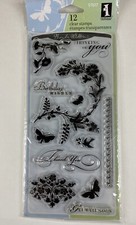 Garden Flower Butterfly Clear Acrylic Stamp Set by Inkadinkado 97617
