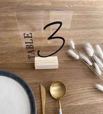 Acrylic Table Number Sign | perspex | wedding table plan | 20 x 13cm with STAND 