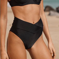NWOT- Aerie- high cut cheeky- black bikini bottoms- Size XXL