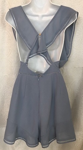 Keepsake Romper Blue Sleeveless Ruffle Flare Trim Size Xs New No Tags - Picture 5 of 11