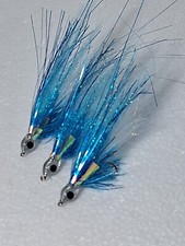 3xUK BASS ultimate 2/0 10cm  SALT WATER Flies Blue Mirage Orvis Sage New2005