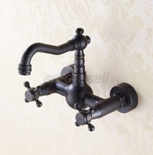 Black Oil Rubbed Bronze Wall Mount Bathroom Sink Mixer Tap Vanity Basin Faucet