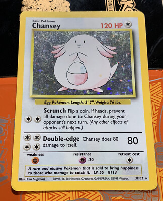 Rare Base Set Foil Holo “Chancey” 3/102 Holographic PSA Gradeable