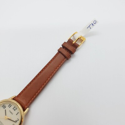 25mm Gold-Tone White Dial Timex Quartz Watch for Women, Ladies