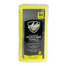 Auto Drive Multipurpose Microfiber Towels 14" x 14", Multicolor, 30 Count