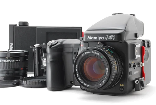 Many Acc! [MINT] Mamiya 645 Pro AE Finder Sekor C 80mm F2.8 N Film Back Japan