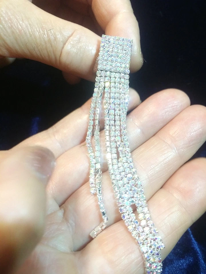 Orecchini Donna Pendenti SWAROVSKI ORIGINALI Argento Cristalli Gioielli sposa - Immagine 4 di 4
