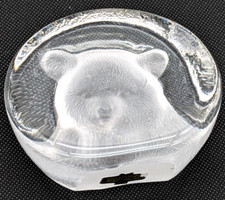 Zajecar 24% Lead Crystal Textured Bear Cub Paperweight Yugoslavia