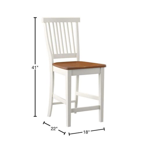 HOMESTYLES Bar Stool 24" Wood Square Seat Off-White w/ 250lb Weight Capacity - Picture 3 of 7
