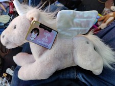 New 14" Pink Plush Unicorn Pegasus Enchanted Adopt a Pet FAO Schwarz Shiny Wings