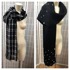 Merona/Betsy Johnson, Women, Scarf (2), Black/white, Decorated, $15 Each, Long.:
