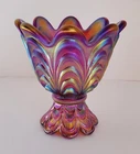 Fenton Ruby Carnival Glass Drapery 2 Way Votive Or Taper Candle Holder