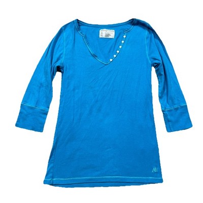 Vintage Aeropostale Y2K Longline Henley Shirt Blue XL 3/4 Sleeve Bella Swan