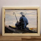 Vintage Signed Painting Bedouin Shepherd Tribal Desert Scene  Framed 18x14 — photo 1