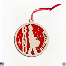 Wooden 3D Snare Drum Ornaments for Christmas Tree, Marching Band Percussion -