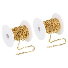 33Ft Curb Chain, Twisted Cuban Link Chain with Spool 5 x 3.5 x 1mm, Golden