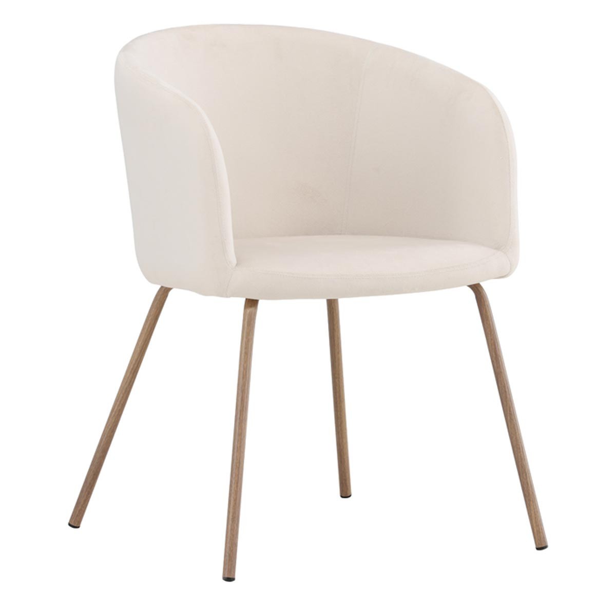Chaise en velours Berit crème 78cm au dossier confortable pour un salon cosy
