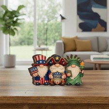 Patriotic Gnome Wooden Block, USA 250th Anniversary Decor