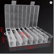 Clear 24-Compartment Plastic Storage Box Organizer for Crafts, Beads, Jewelry