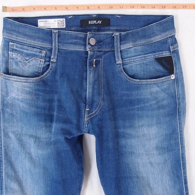 Herren Jeans Replay M914 ANBASS Stretch Slim Tapered Blau W31 W32 L30
