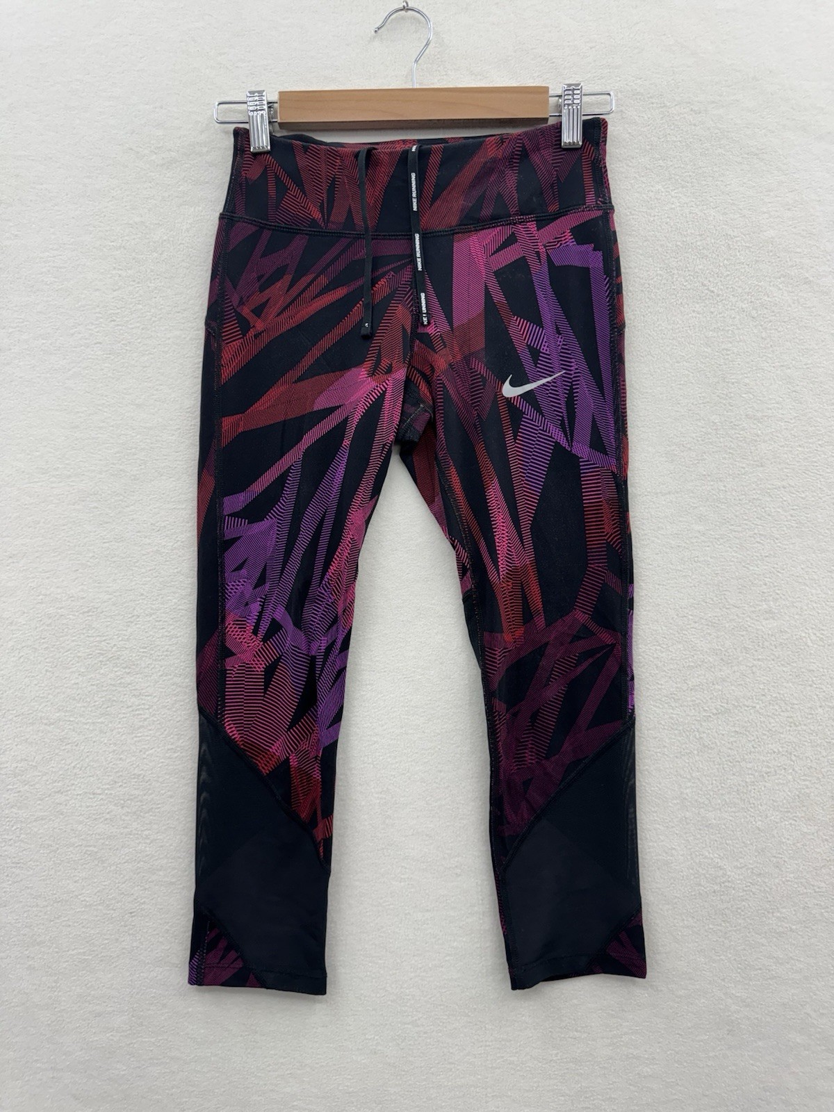 Nike Womens XS Dri-Fit Running Leggings in Black Red Purple Activewear