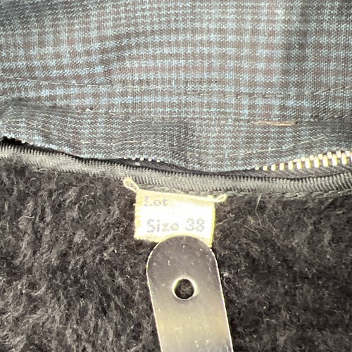 VTG Overcoat Men's Size 38 Navy Blue Plaid Zip Out Faux Fur Liner Buttons - Zdjęcie 8 z 21