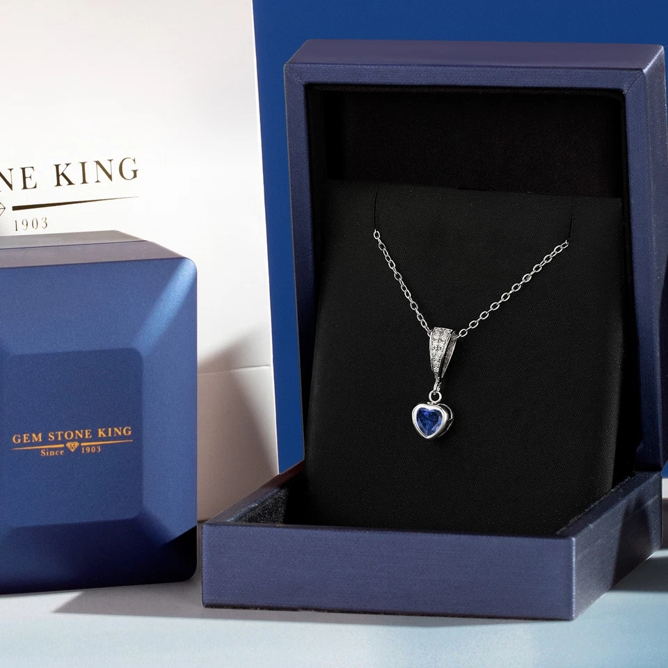 Collar colgante de zafiro creado en plata de ley 925 para mujer (1,20 Cttw, Foto 4 de 4