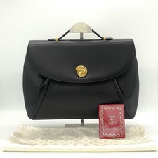 Cartier Panthere Hand bag Business bag Black Leather Authentic