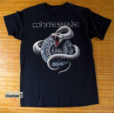 Whitesnake English Hard Rock Logo Band Black T-shirt Size S-5XL