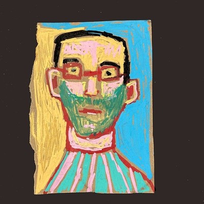 Portrait Painting Man Bezzie Beard Bro Painterly Naive Outsider Art
