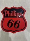 Vintage Phillips 66 Oil Shield Shape Tin Sign 13”x13”