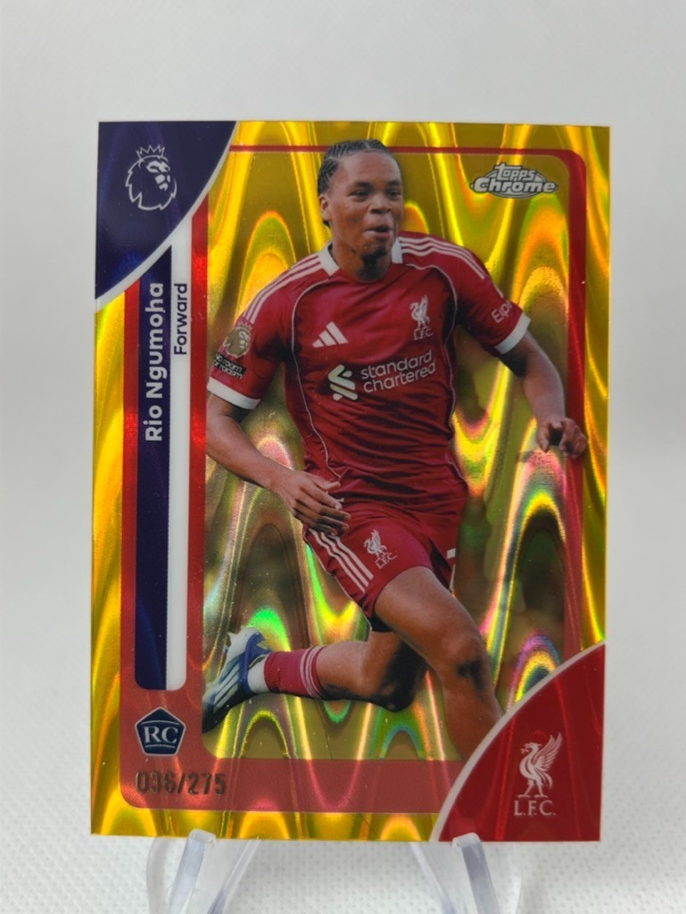 2026 Topps Chrome Soccer Rio Ngumoha Rookie RC Yellow RayWave /275 Liverpool FC