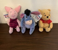 Vintage Adorable Eeyore Sm Plush, Pooh  Piglet Bean Bag Plush Disney Store 90s