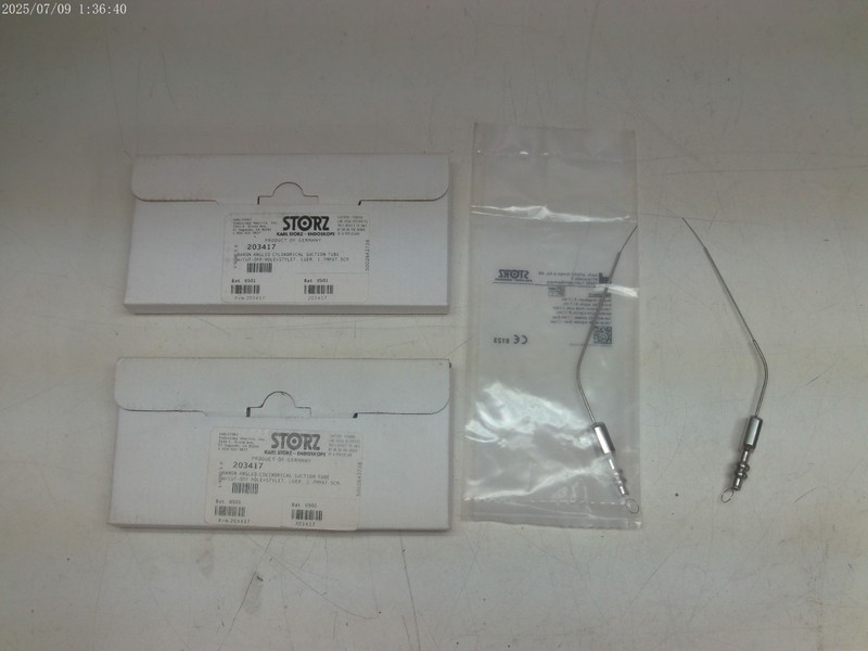 Lot 4) Karl Storz 203417 Baron Angled Cylindrical Suction Tube 1.7mm x 7.5cm