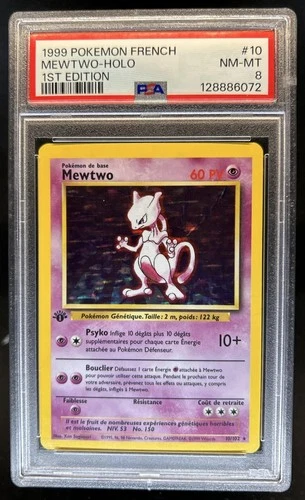 1999 Pokemon 1st Edition Mewtwo Holo #10/102 PSA 8