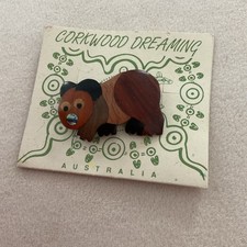 New Australian Bear Pin Brooch Aboriginal Designs Corkwood Dreaming Giftable