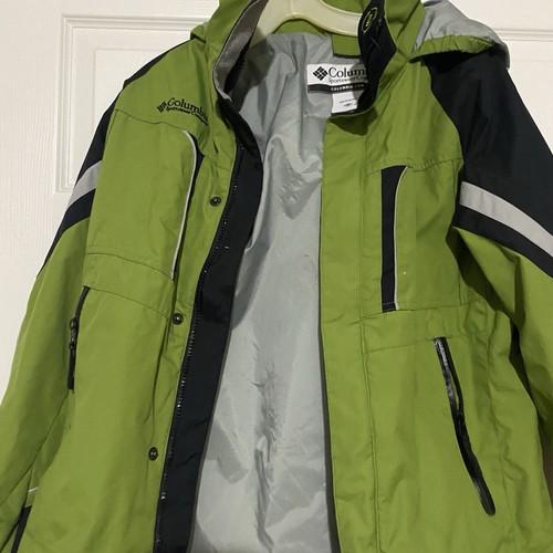 COLUMBIA Sportswear Green & Black Winter Nylon Hooded Jacket Youth 14/16 - Picture 2 of 5