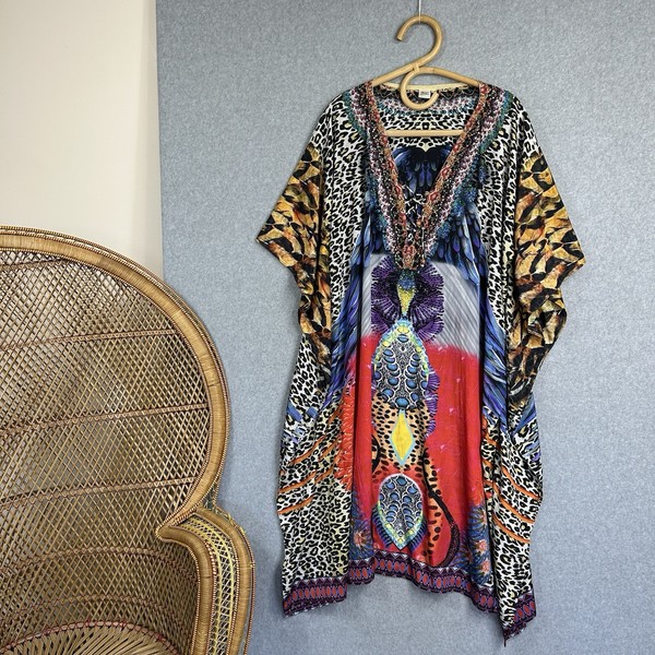 Heni Midi Long Kaftan Boho Size S M Resort Shimmer 