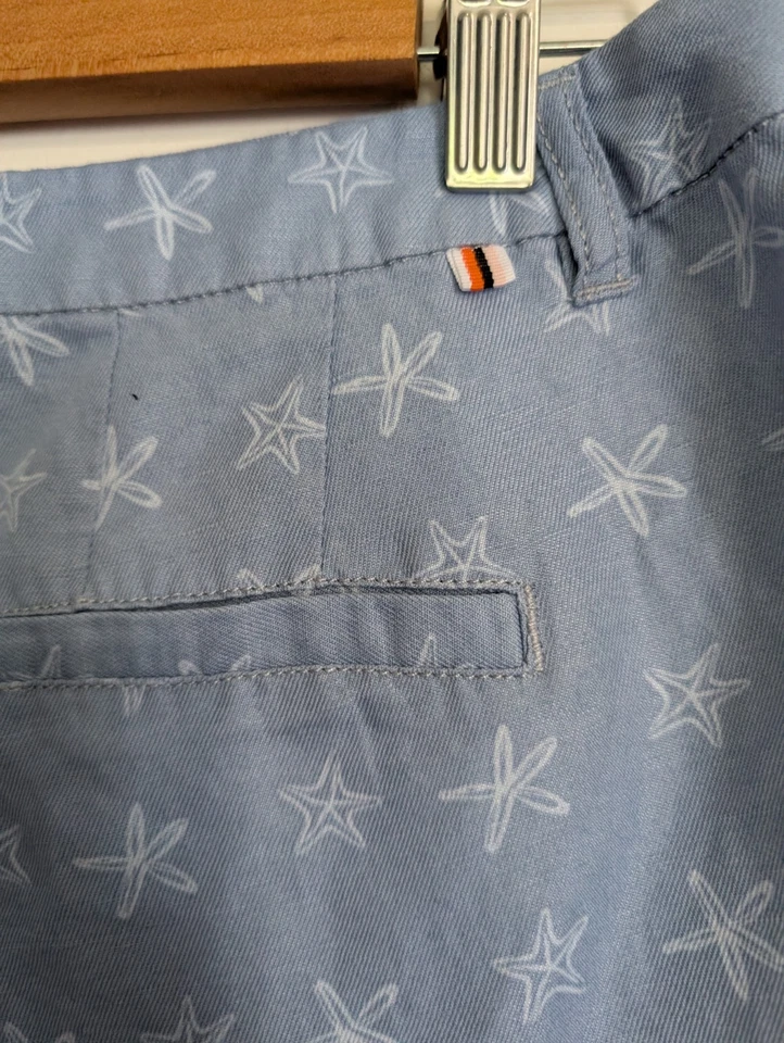 Le Tigre Blue White Starfish Print Linen Blend Shorts Size 6 - Image 4 of 4