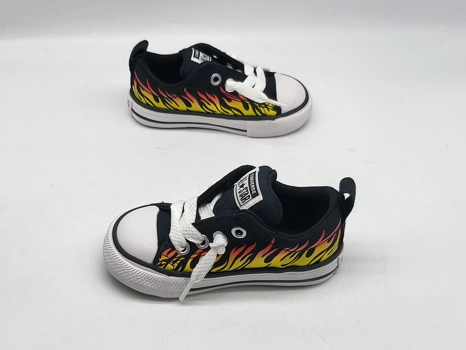 Zapatos Converse All Star Infantil Talla 5 Negro Amarillo Estampado de Llama Zapatillas bajas Foto 3 de 4