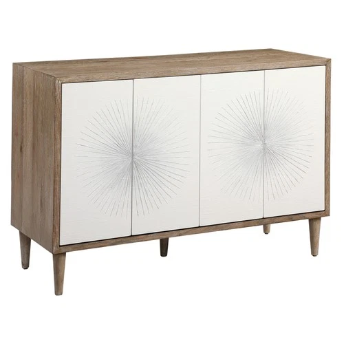 Uttermost 25084 Dani 48"W 2 Shelf Wood Accent Cabinet - Matte White / Gray - Picture 7 of 8