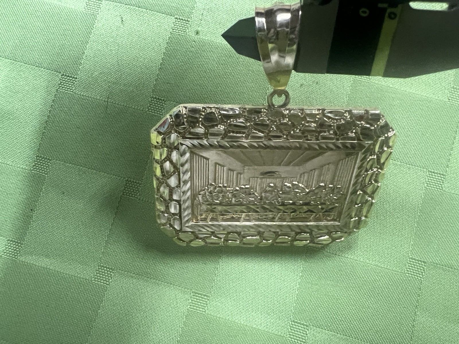 Rectangle Last Supper Textured Nugget  Pendant Re… - image 20