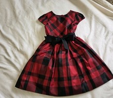 Polo Ralph Lauren Girl's Sz 6 Red Black Taffeta Party Dress W/black Ribbon Belt