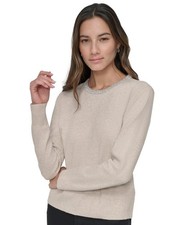  99. Dkny Jeans Petite Embellished Trim Sweater Pebble Heather PM