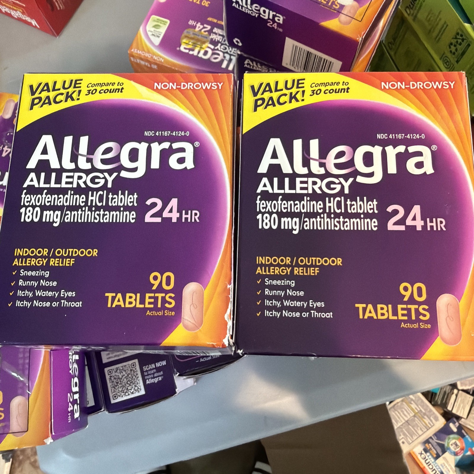 Allegra Relief Indoor/Outdoor 24 Hour &bull; 180 TABLETS &bull; EXP . 03/2027 Free  GIFT