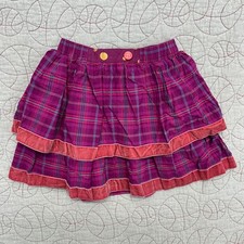 Matilda Jane Skirt Purple Plaid Tiered Velvet Trim / Girl's 8